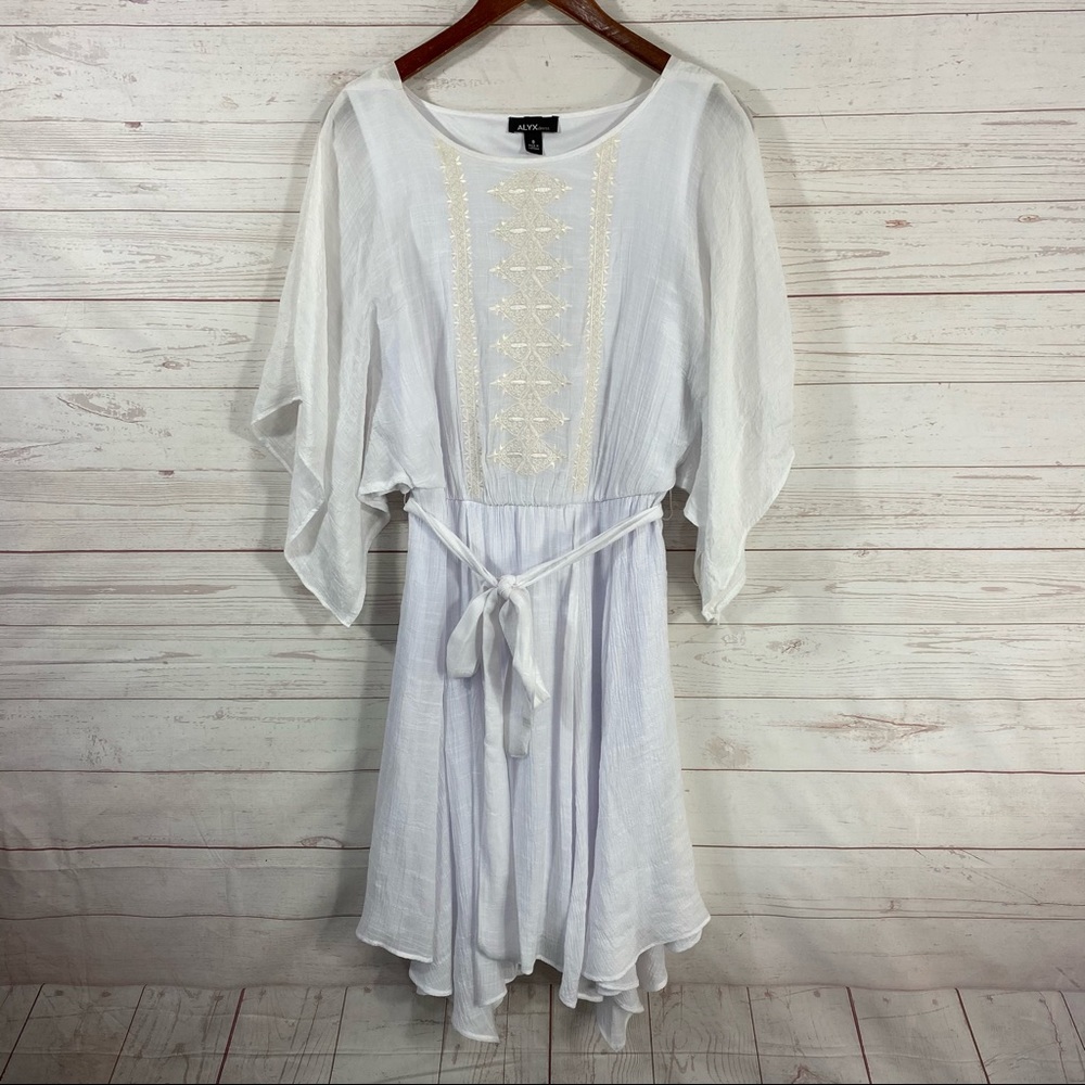 Alyx Flutter Sleeve Embroidered Midi Dress Size 8